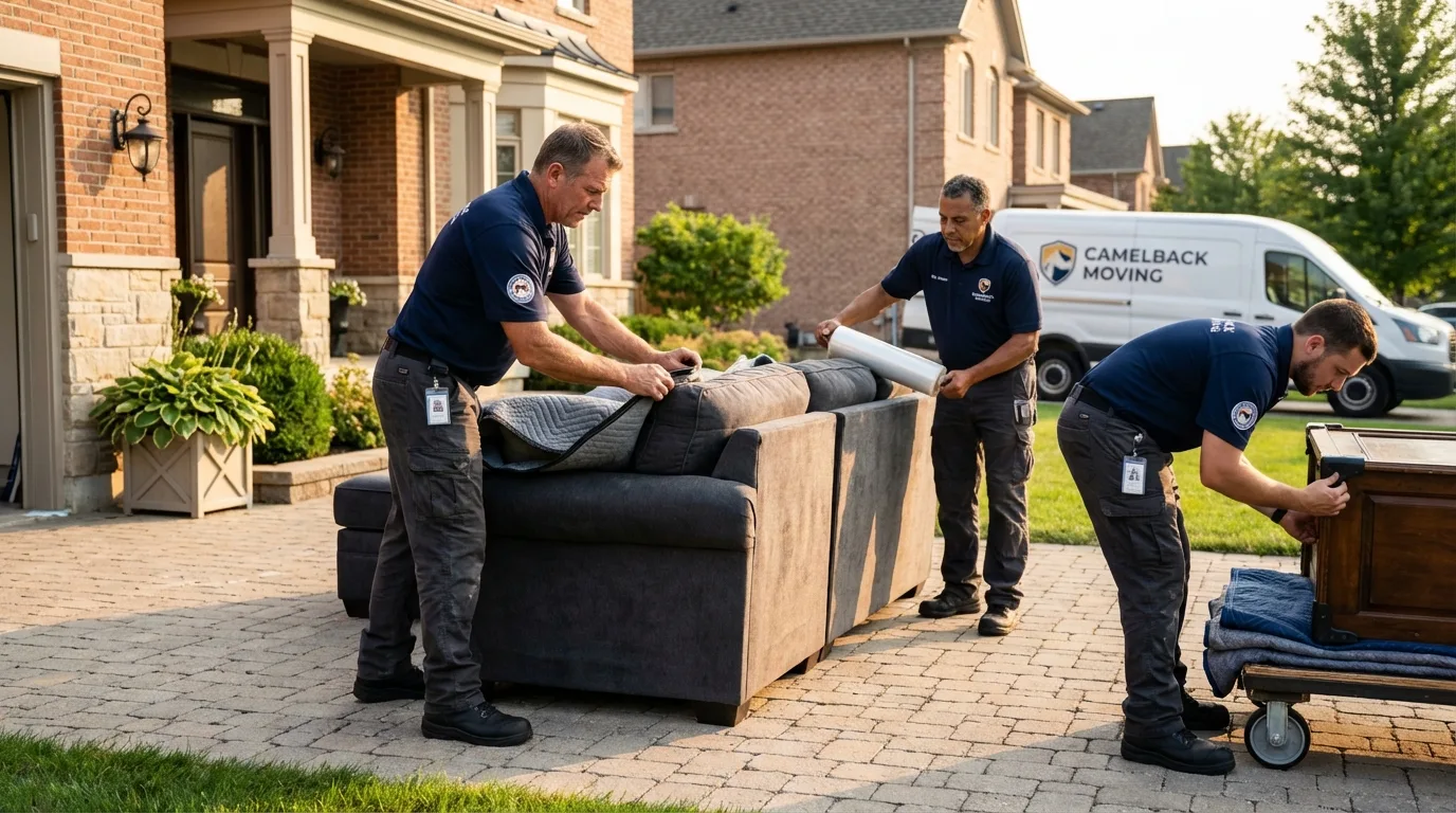 Large estate moving crew wrapping furniture in Brooklyn, NY