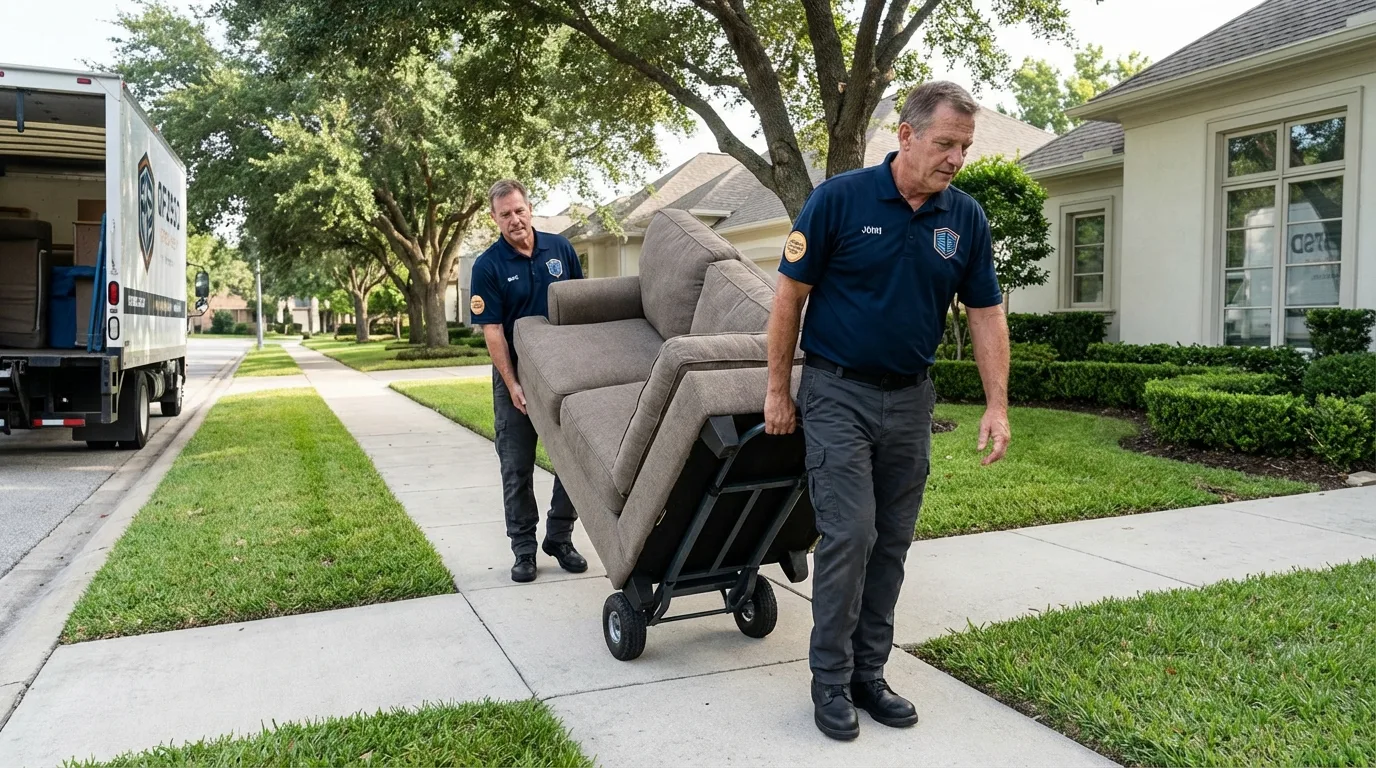 Local residential moving crew loading furniture in Brooklyn, NY