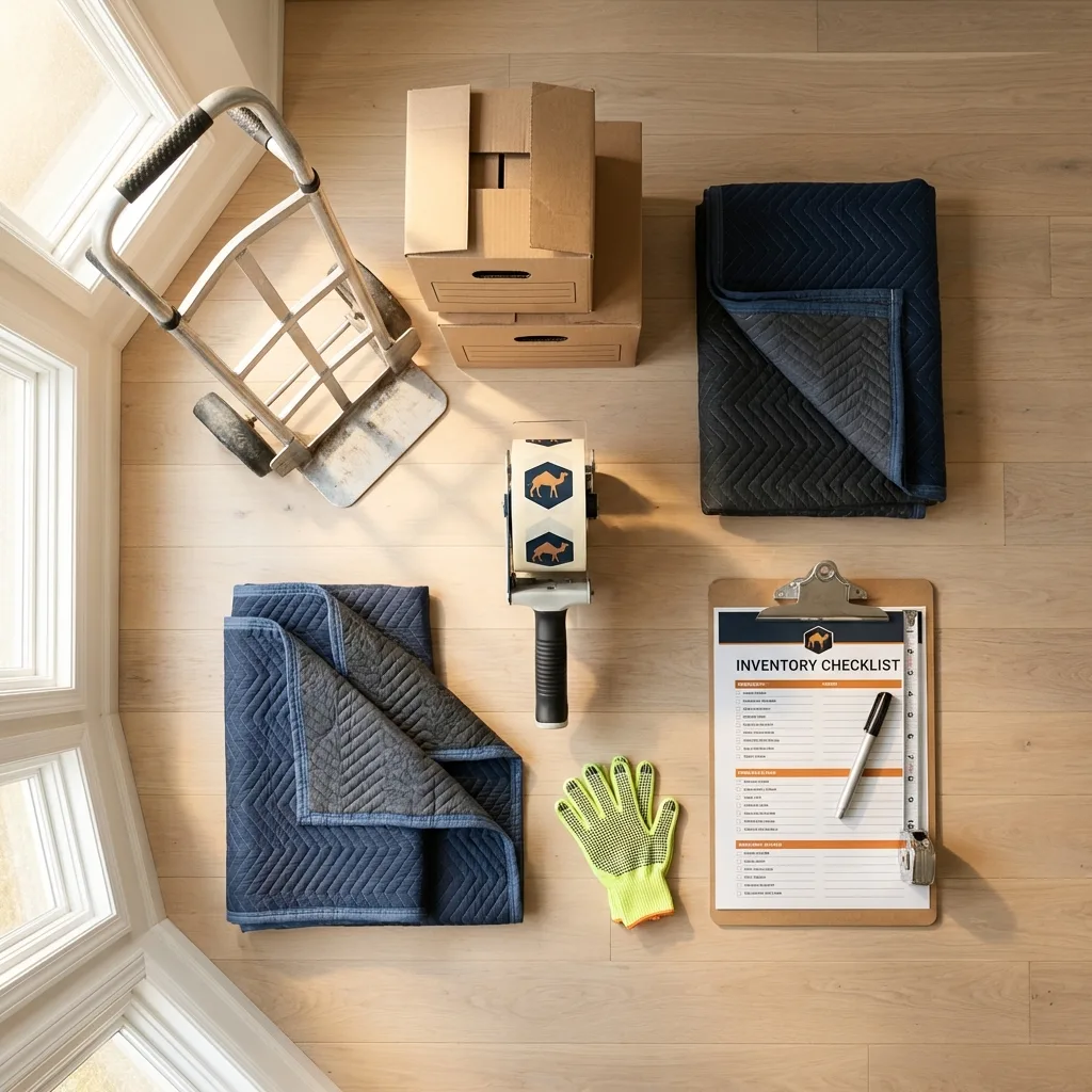 Professional moving supplies and packing materials layout for Brooklyn residential relocations